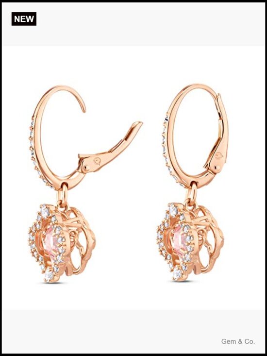 il_1080xN.4977874936_5xaw.jpg Drop Dangle Earrings Pink Crystal Pavé Rose-Gold Tone Pierced